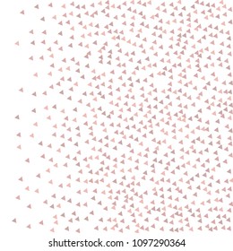 Colorful Vector Triangles Scattered Confetti. Speckled graphic backdrop. Vector illustration for modern abstract design. Explosion burst bang confetti. White Background. Brochure poster template.