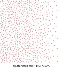 Colorful Vector Triangles Scattered Confetti. Speckled graphic backdrop. Vector illustration for modern abstract design. Explosion burst bang confetti. White Background. Brochure poster template.