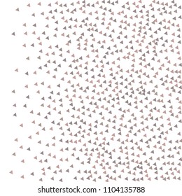 Colorful Vector Triangles Scattered Confetti. Speckled graphic backdrop. Vector illustration for modern abstract design. Explosion burst bang confetti. White Background. Brochure poster template.