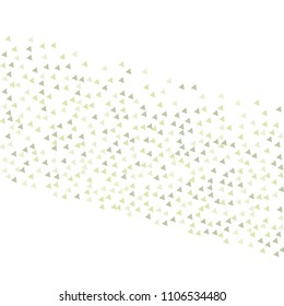 Colorful Vector Triangles Scattered Confetti. Speckled graphic backdrop. Vector illustration for modern abstract design. Explosion burst bang confetti. White Background. Brochure poster template.