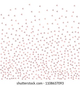 Colorful Vector Triangles Scattered Confetti. Speckled graphic backdrop. Vector illustration for modern abstract design. Explosion burst bang confetti. White Background. Brochure poster template.