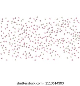 Colorful Vector Triangles Scattered Confetti. Speckled graphic backdrop. Vector illustration for modern abstract design. Explosion burst bang confetti. White Background. Brochure poster template.