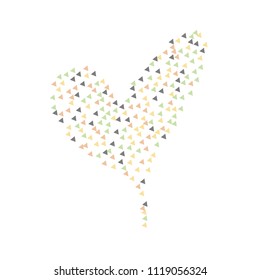 Colorful Vector Triangles Scattered Confetti. Speckled graphic backdrop. Vector illustration for modern abstract design. Explosion burst bang confetti. White Background. Brochure poster template.