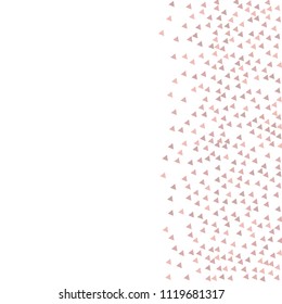 Colorful Vector Triangles Scattered Confetti. Speckled graphic backdrop. Vector illustration for modern abstract design. Explosion burst bang confetti. White Background. Brochure poster template.