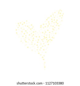 Colorful Vector Triangles Scattered Confetti. Speckled graphic backdrop. Vector illustration for modern abstract design. Explosion burst bang confetti. White Background. Brochure poster template.
