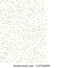 Colorful Vector Triangles Scattered Confetti. Speckled graphic backdrop. Vector illustration for modern abstract design. Explosion burst bang confetti. White Background. Brochure poster template.