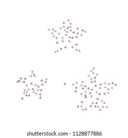 Colorful Vector Triangles Scattered Confetti. Speckled graphic backdrop. Vector illustration for modern abstract design. Explosion burst bang confetti. White Background. Brochure poster template.