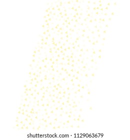 Colorful Vector Triangles Scattered Confetti. Speckled graphic backdrop. Vector illustration for modern abstract design. Explosion burst bang confetti. White Background. Brochure poster template.
