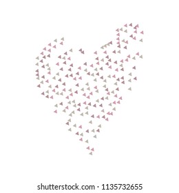 Colorful Vector Triangles Scattered Confetti. Speckled graphic backdrop. Vector illustration for modern abstract design. Explosion burst bang confetti. White Background. Brochure poster template.