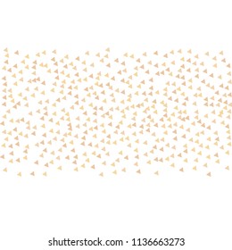 Colorful Vector Triangles Scattered Confetti. Speckled graphic backdrop. Vector illustration for modern abstract design. Explosion burst bang confetti. White Background. Brochure poster template.