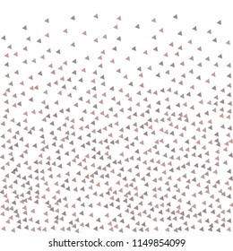 Colorful Vector Triangles Scattered Confetti. Speckled graphic backdrop. Vector illustration for modern abstract design. Explosion burst bang confetti. White Background. Brochure poster template.