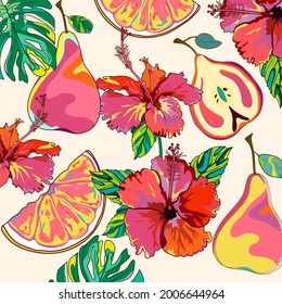 Colorful vector tropical pattern.Summer pattern