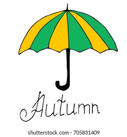 colorful vector umbrella illustration.Colorful Vector Autumn  With Umbrella Isolated on White Background