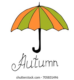 colorful vector umbrella illustration.Colorful Vector Autumn  With Umbrella Isolated on White Background