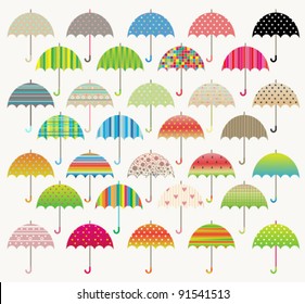 Colorful vector umbrella set