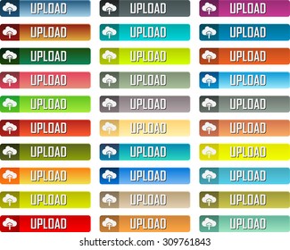 Colorful vector upload buttons pack