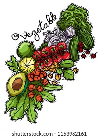 Colorful vector vegetables. Isolated creative design healthy life objects. 
