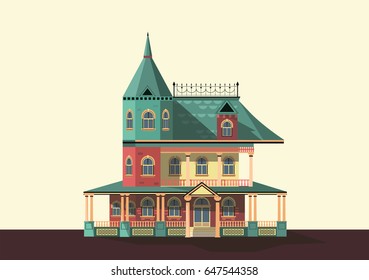 Colorful Vector Victorian Era House Stock Vector (Royalty Free ...