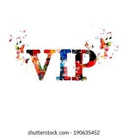 Colorful vector "VIP" background with butterflies 