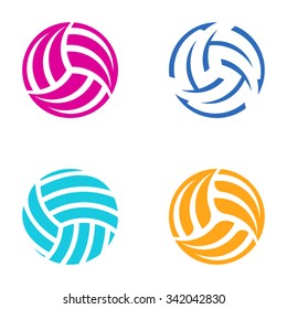 Colorful vector volleyball ball abstract icons collection
