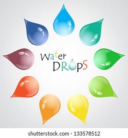 Colorful vector water drops