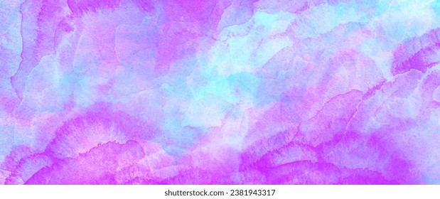 Colorful vector watercolor art background. Pink and blue texture for cover design, cards, flyers, poster, banner. Hand drawn abstract multicolor painted template for design. Brushstrokes and splashes.