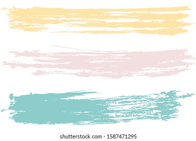 Colorful vector watercolor brush strokes. colored paint strokes on white. Deep pink watercolor brush strokes, vector elements for your design. Azure, yellow, pink brush vector strokes set