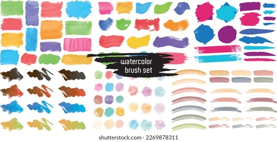 Colorful vector watercolor brush strokes. Brush strokes text boxes. Grunge design elements.
