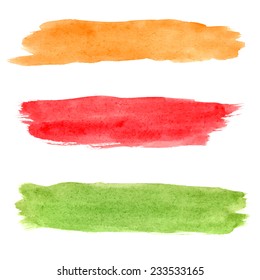 The Colorful Vector Watercolor Brush Strokes. Set