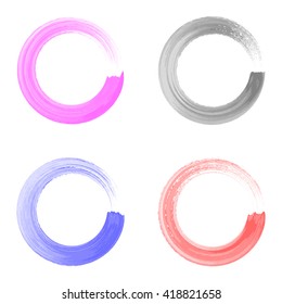 Colorful vector watercolor circle brush strokes collection isolated 