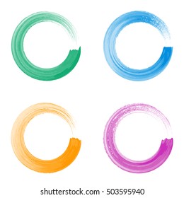 Colorful vector watercolor circle brush strokes collection isolated
