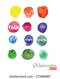 Colorful vector watercolor stains for your design