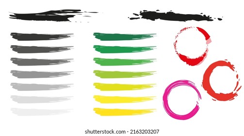 Colorful vector watercolor strokes, round strokes of paint.