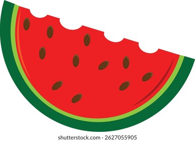 Colorful Vector Watermelon Slice Illustration with Seeds, Summer Fruit Art Design
