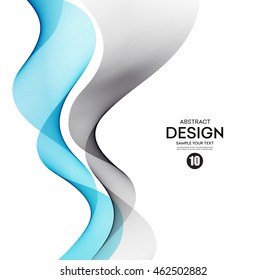 Colorful vector wavy lines. Abstract background. Blue and gray wave. Transparent lines