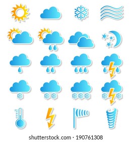 Colorful vector weather icons collection on white background