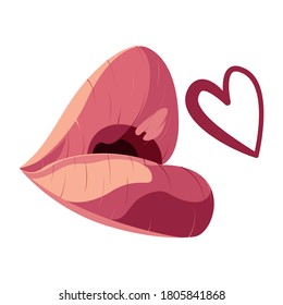 Colorful vector woman's lips. Concept of air kiss.