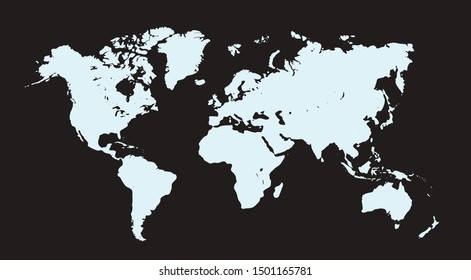 Colorful vector world map. North and South America, Asia, Europe, Africa, Australia. 