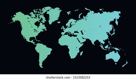 
Colorful vector world map. North and South America, Asia, Europe, Africa, Australia. 