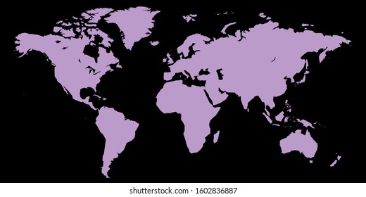  Colorful vector world map. North and South America, Asia, Europe, Africa, Australia. 