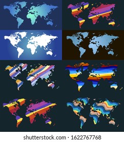 
Colorful vector world map. North and South America, Asia, Europe, Africa, Australia. 
