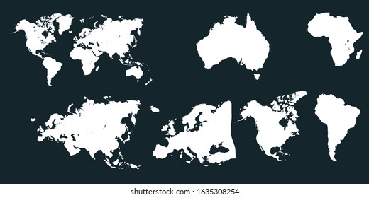 Colorful Vector World Map North South Stock Vector (Royalty Free ...