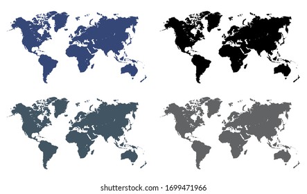 
Colorful vector world map. North and South America, Asia, Europe, Africa, Australia. 
