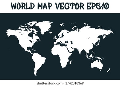 Colorful vector world map. North and South America, Asia, Europe, Africa, Australia. 