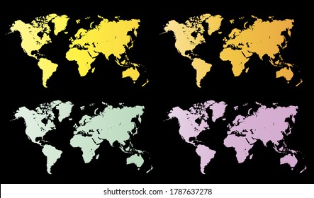 
Colorful vector world map. North and South America, Asia, Europe, Africa, Australia. 
