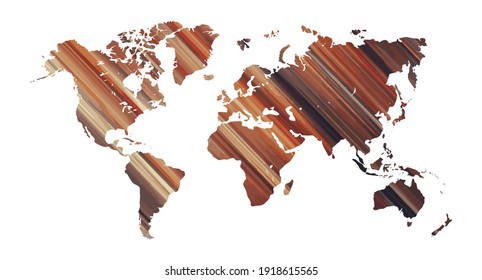 Colorful vector world map. North and South America, Asia, Europe, Africa, Australia. 
