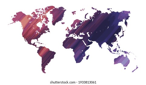 
Colorful vector world map. North and South America, Asia, Europe, Africa, Australia. 
