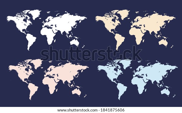 Colorful Vector World Map North South Stock Vector (Royalty Free ...