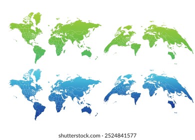 Mapa mundial de Vector colorido. Mapa mundial esférico. Concepto de geografía global. Ilustración vectorial.