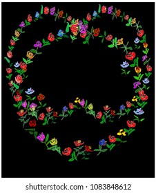 Colorful vector wreath of flowers on a colored background for celebrities, greetings, marriage, weddings invitations cards with space for you text
